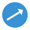 an arrow pointing up and right